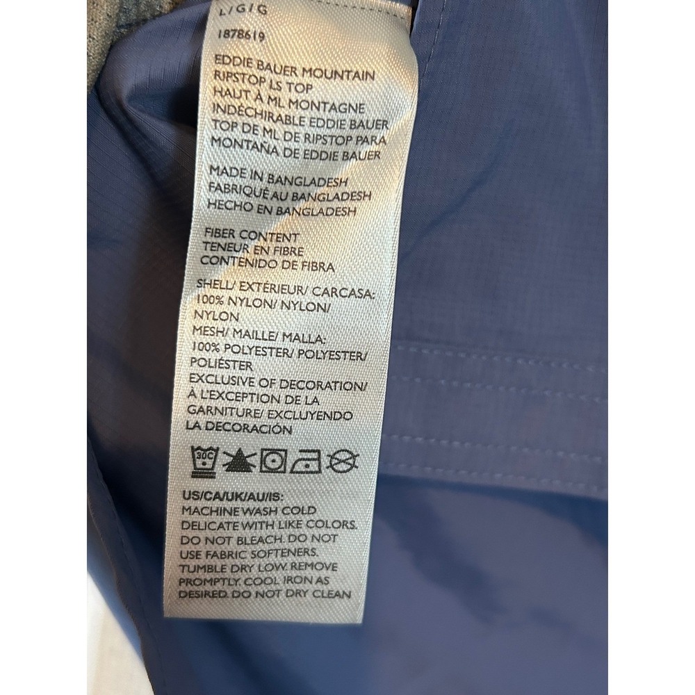 NWT Eddie Bauer Women Blue Mountain Ripstop L/S Top UPF 50+ Classic Fit Large - Picture 11 of 12